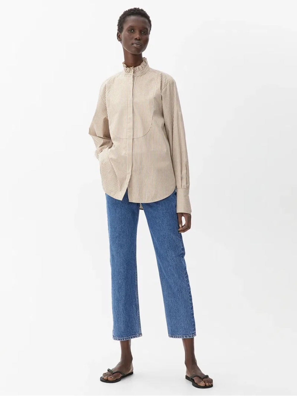 Arket Ruffle-Neck Tuxedo Shirt